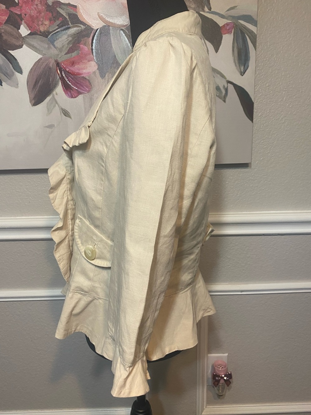 Ivory Ruffle-Trim Blazer - Picture 9 of 11